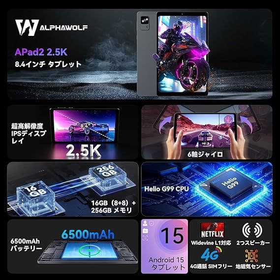 AlphaWolf APad2 8.4インチ タブレット