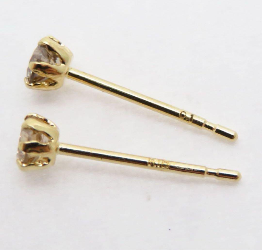 g*a様 K18YG ブラウン天然ダイヤモンド計0.2ctピアス　各0.1刻印