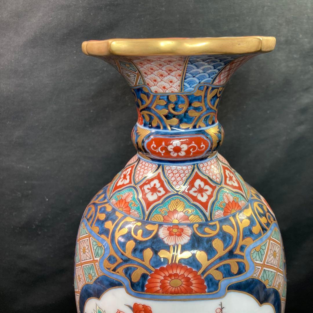 【美品】伊万里焼 神右衛門作 飾り壺 花瓶 置物