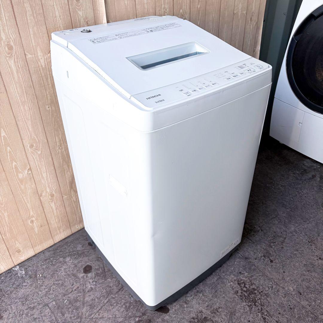 配送設置無料！純正HITACHIホワイト7kgコンパクト洗濯機！完動超美品！