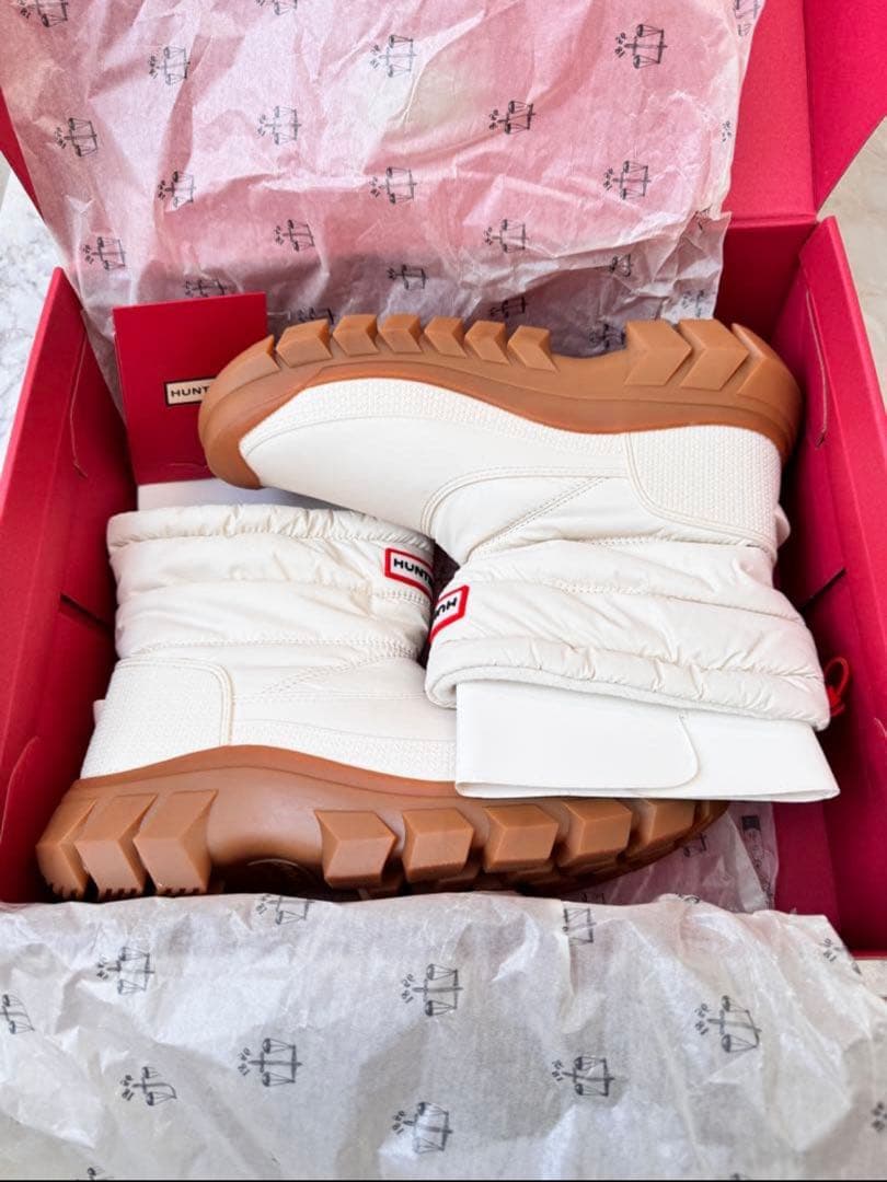 ⭐︎HUNTER ハンター スノーブーツ ホワイト 25cm 冬の足元を明るく