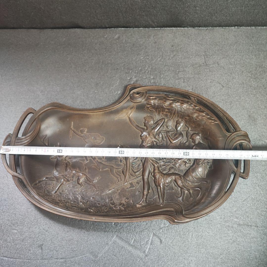 フランス製　アールヌーヴォーの真鍮製　トレイ希少美品　アンティーク骨董品　 銅製