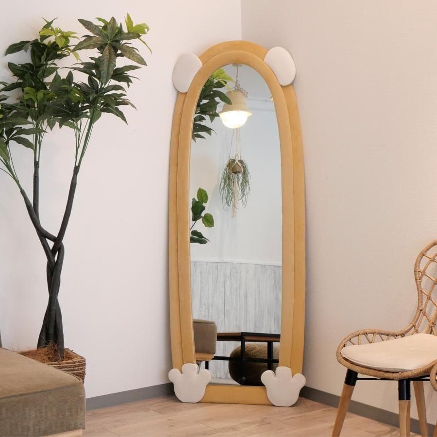 全身鏡 韓国風 クマ 可愛い 160cmx60cm ビロードフレーム2206‐9