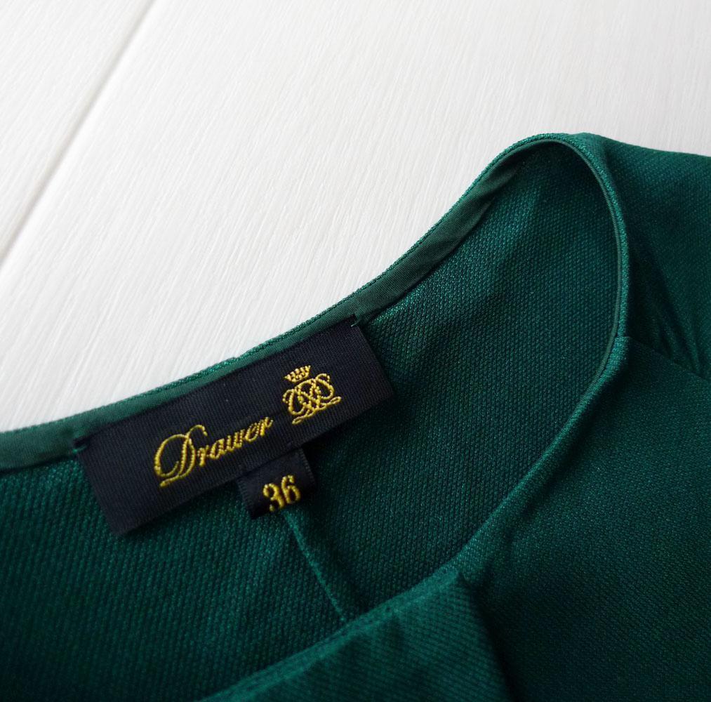 美品 ドゥロワー 7,7万円 シルクのノーカラーブラウス グリーン Drawer