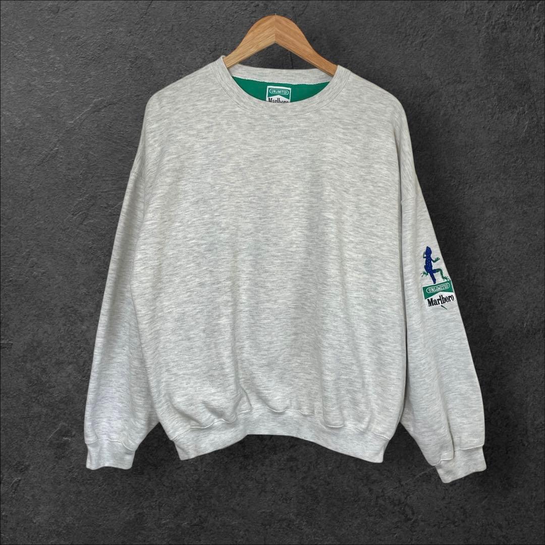 90s Marlboro UNLIMITED 刺繍リザードスウェット希少グリーン
