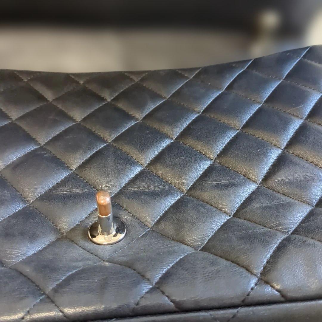 シャネル デカマトラッセ シングルフラップ ダブルチェーン ショルダーバッグ