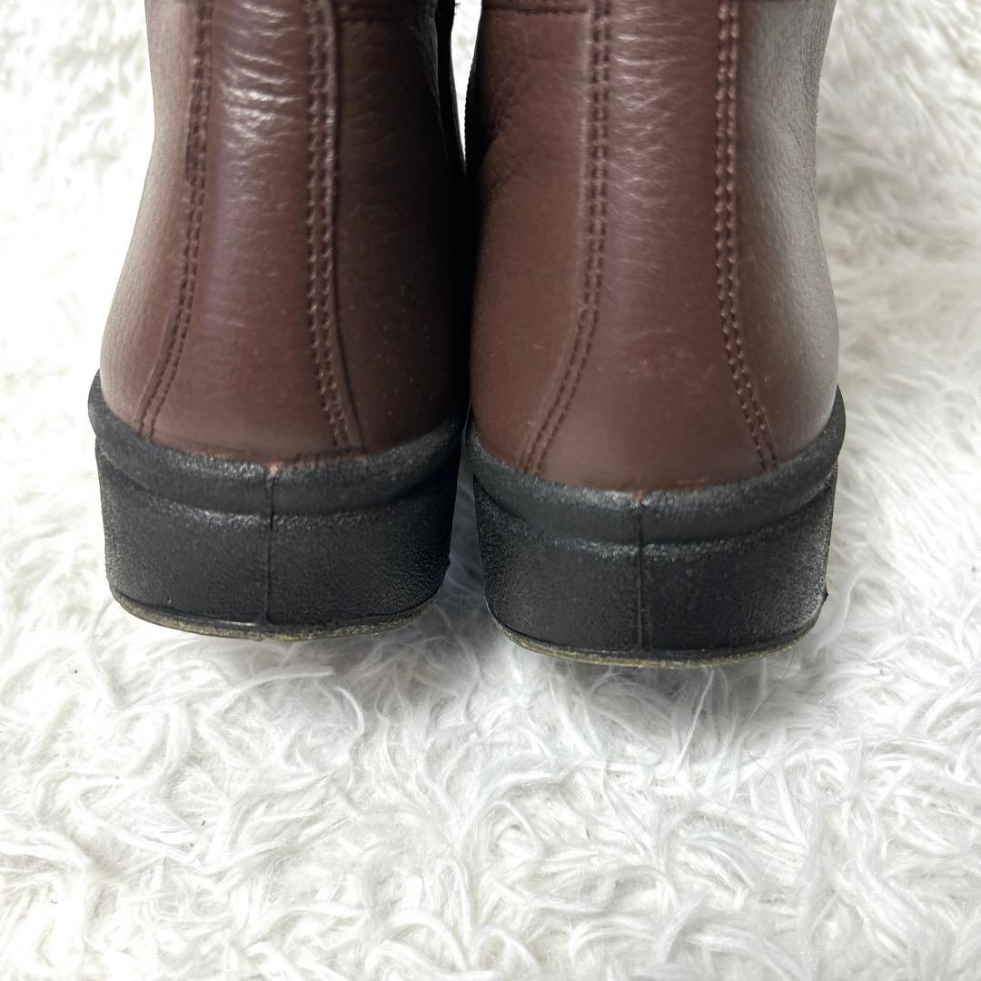 【新品・未使用級】ecco レザーシボ加工ブーツ ブラウン 24cm 3E