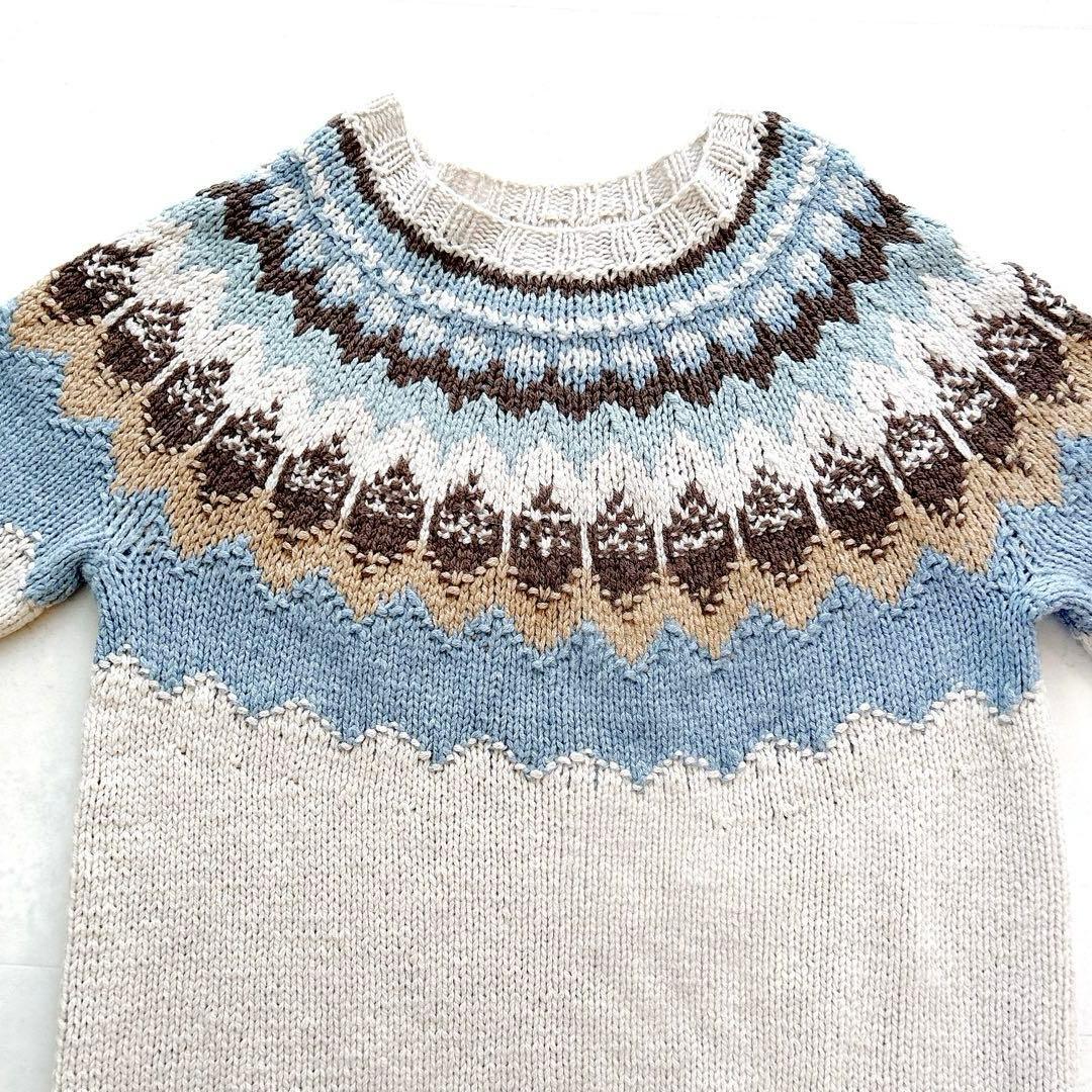 【サボテン様】エリべフェアアイルニットノルディックニットハンドニットメリノウール
