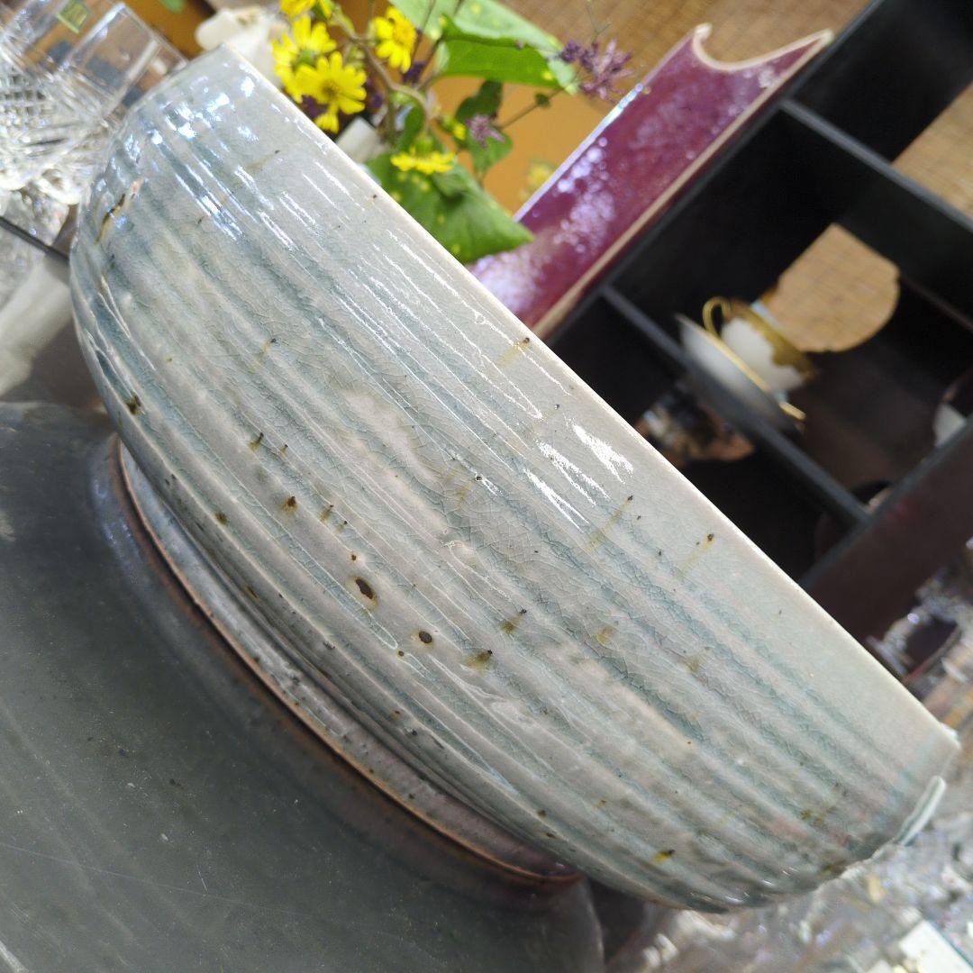 利休陶製大鉢　青系　メダカ鉢、睡蓮鉢