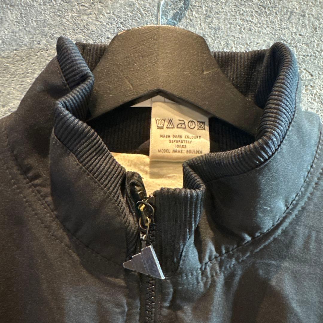 オールドadidas ストライプナイロンジャケット 黒/黄色M J81