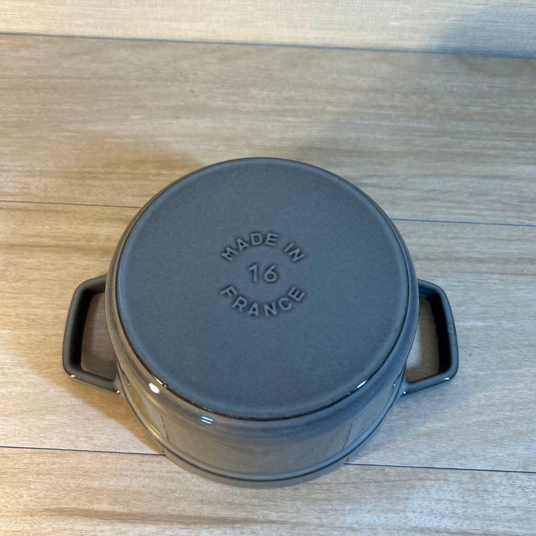 ストウブ　ココットラウンド　16cm グレー　フタモッチ スパチュラ　セット