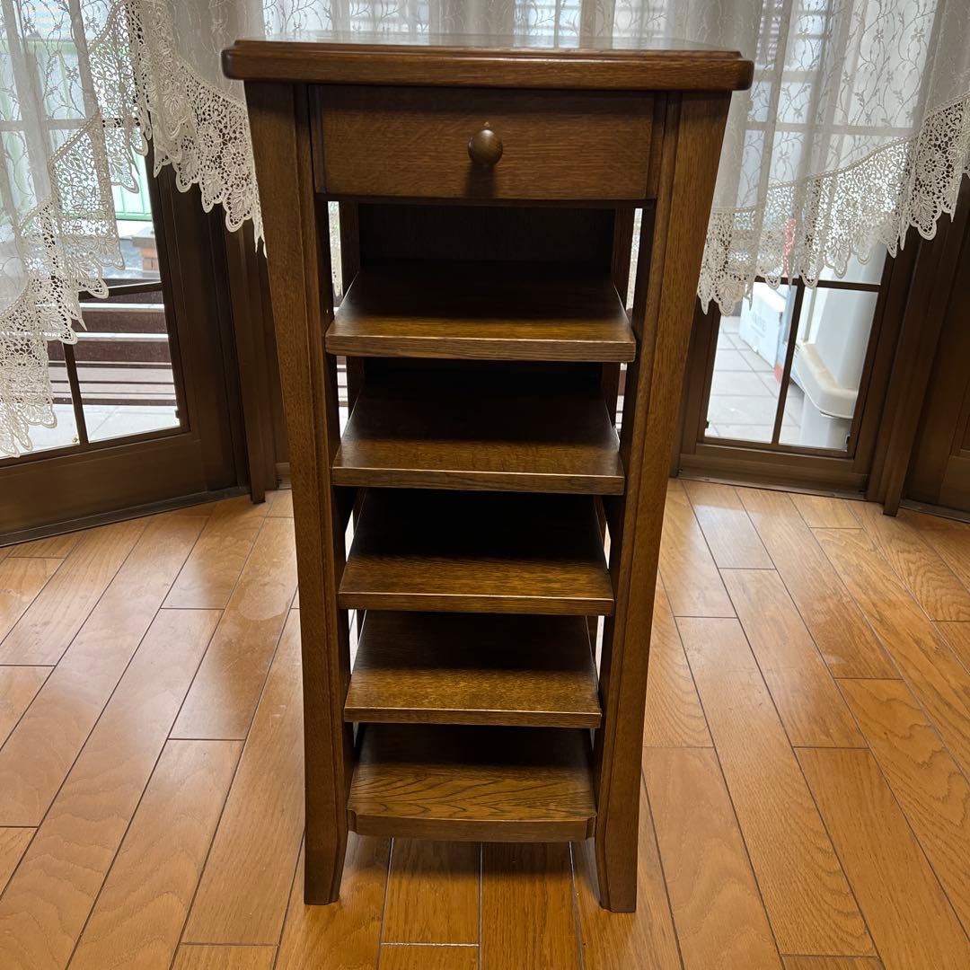 木製ラック 5段 引き出し付き ブラウン