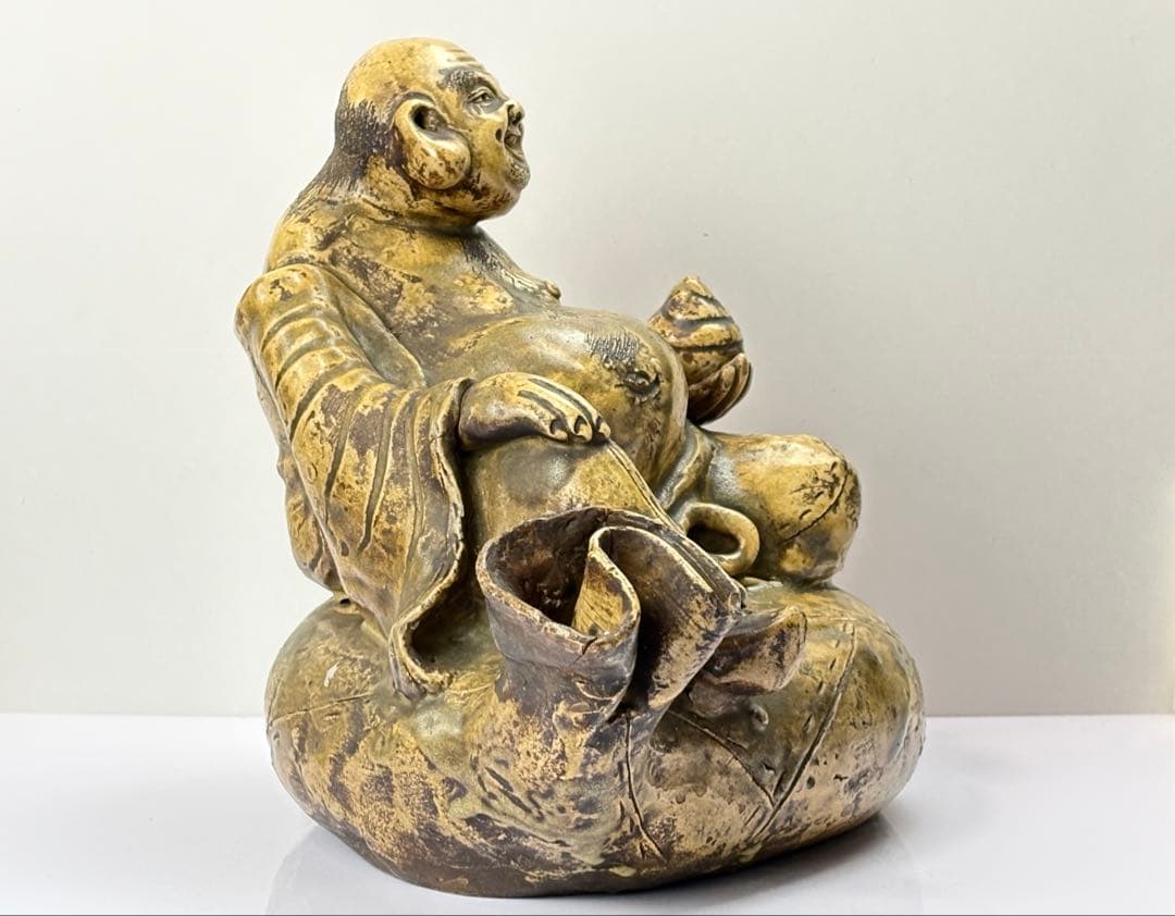 時代物 古黄瀬戸 布袋様 七福神 仏像 置物 縁起物 R7112348