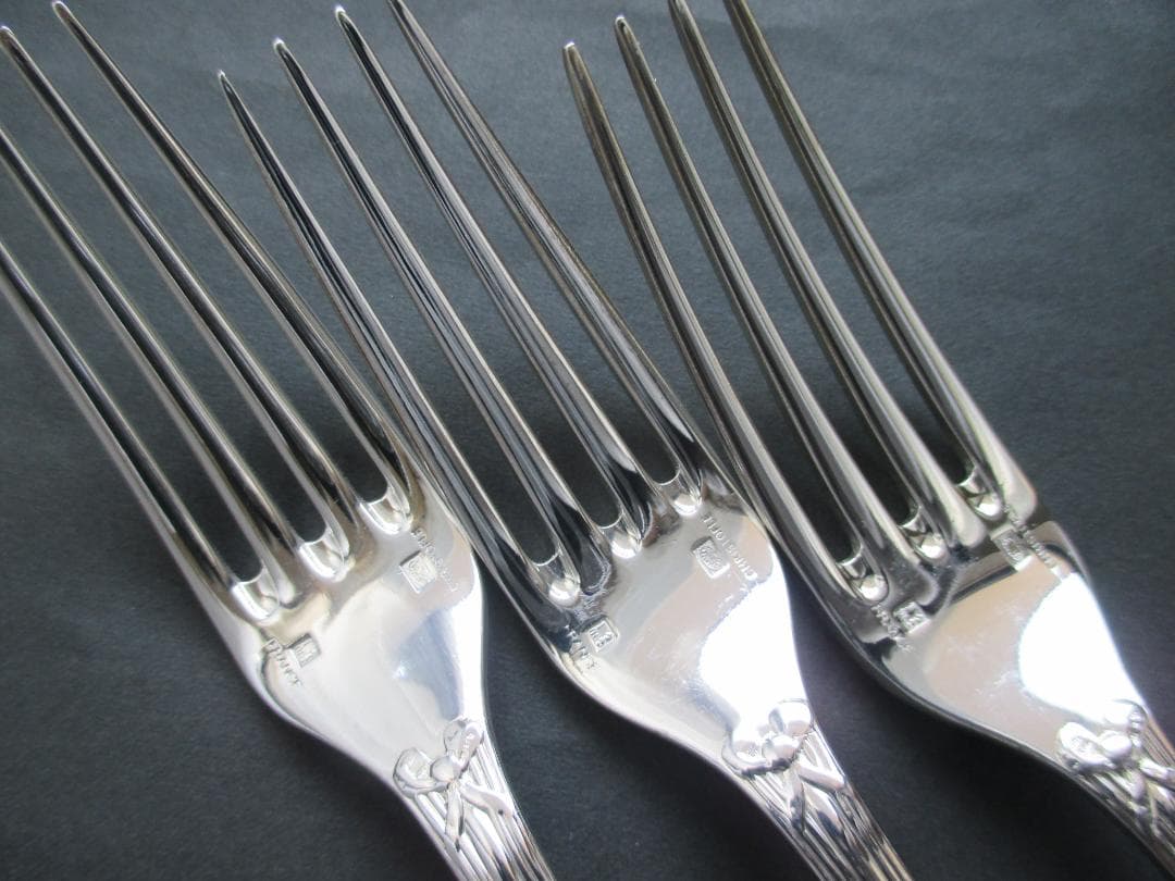 極美品☆仏蘭西高級銀器クリストフルシルバー銀Pスタンダードフォーク3本　リュバン