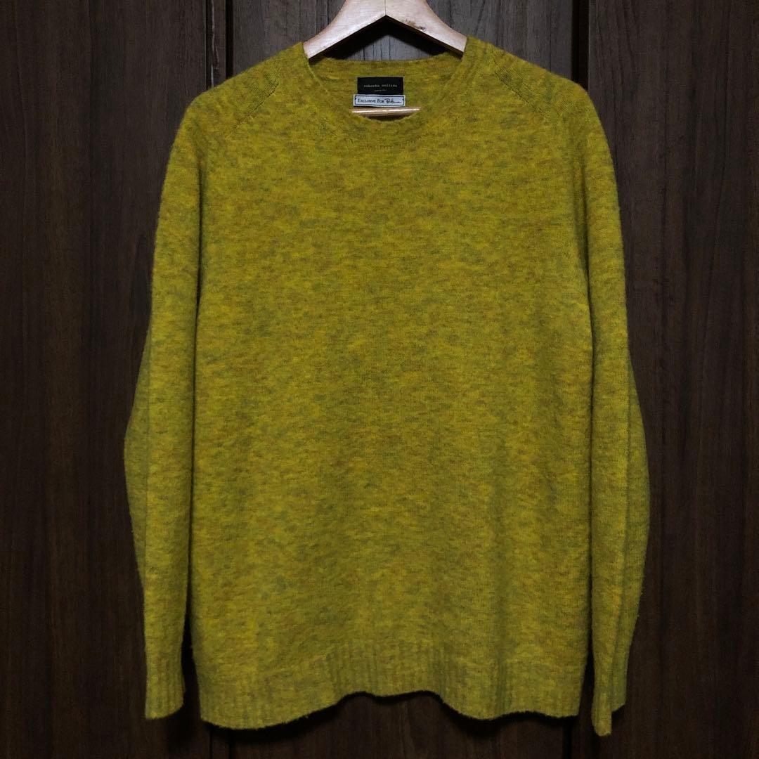 イタリア製 ロベルトコリーナ ロンハーマン サドルショルダーニット M 黄