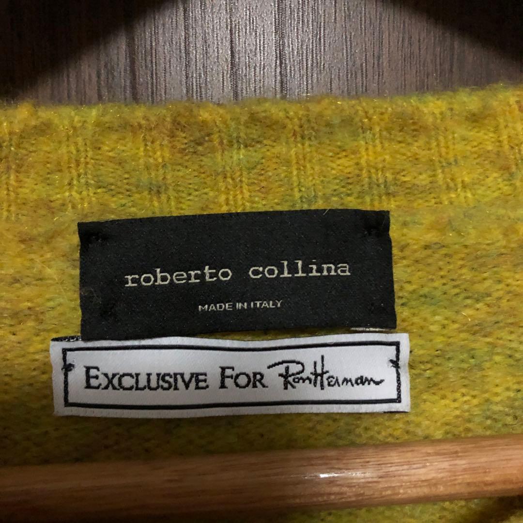 イタリア製 ロベルトコリーナ ロンハーマン サドルショルダーニット M 黄