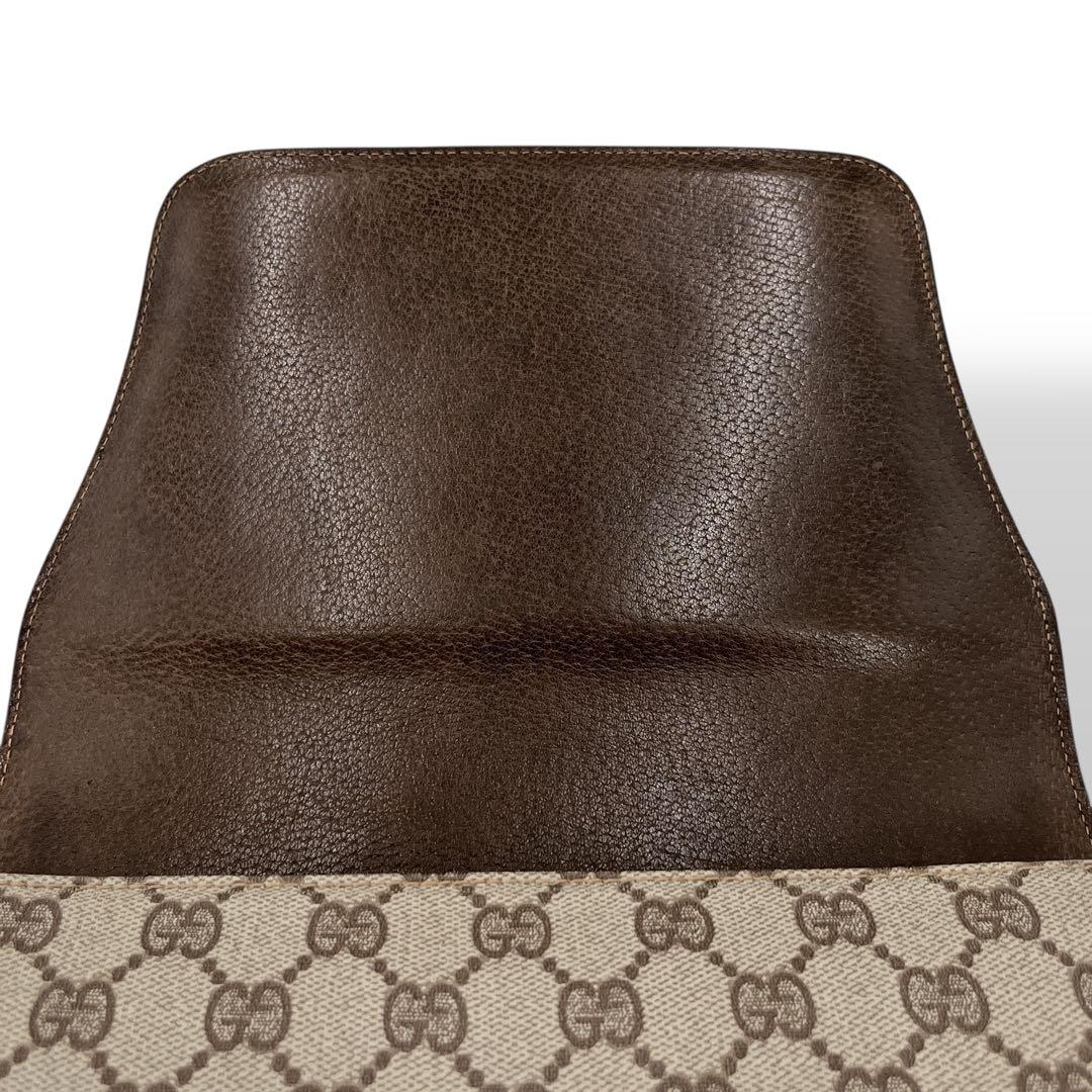 オールドグッチ　ショルダーバッグ　GGスプリーム　Gロゴ　ベージュ　PVCレザー