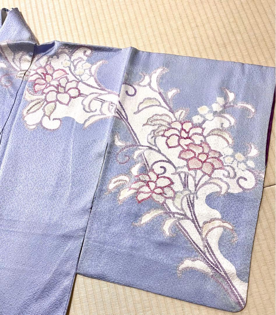 絞り 染め ブルーラベンダー 付け下げ訪問着 紋なし