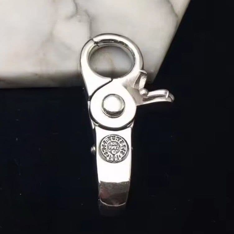 シルバー925 クイッククリップ クロスボール キーチェーン キーリング