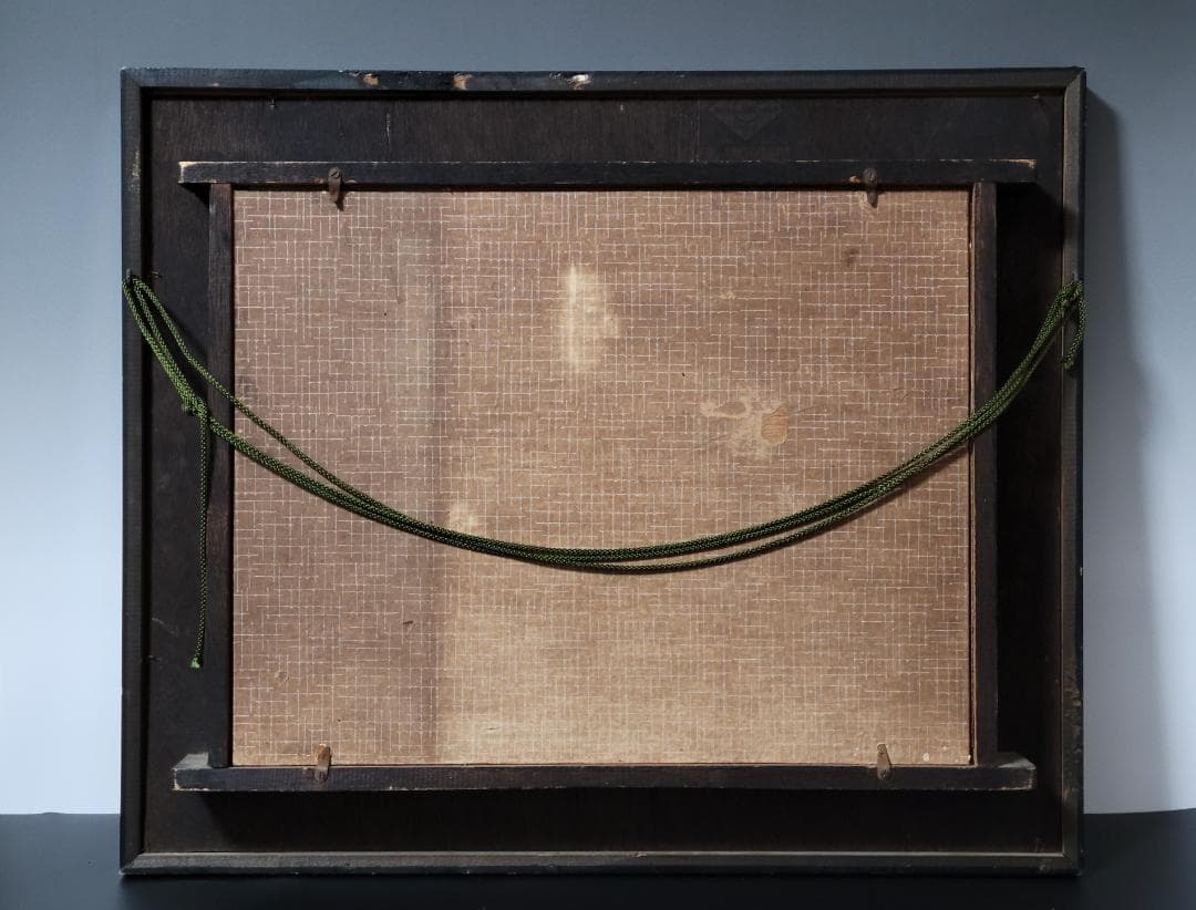 天然希少材料 彫刻 額装 壁飾 置物 横幅約55.8cm