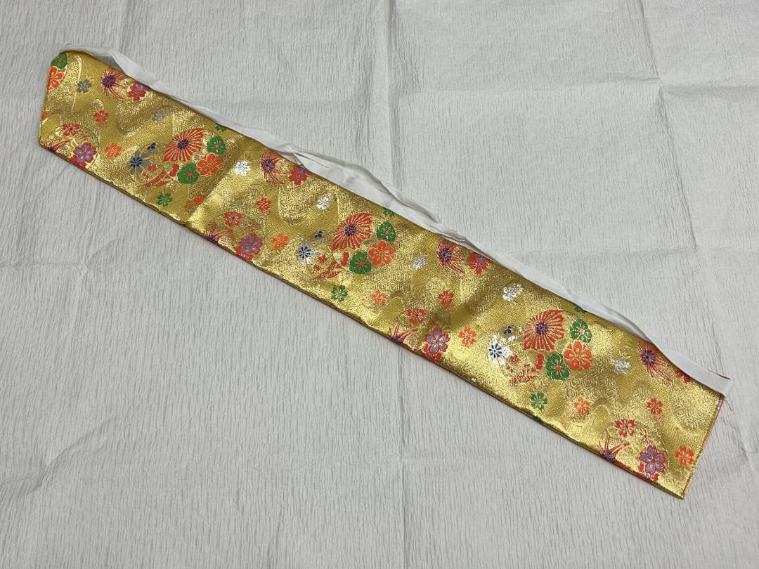 七五三セット　祝帯ペアセット　中サイズ　金　鞠　草履18cm　箱入り