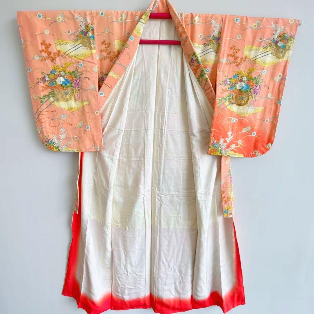 【昭和レトロ】七五三　7歳女の子　セット　小袖　サーモンピンク　5758