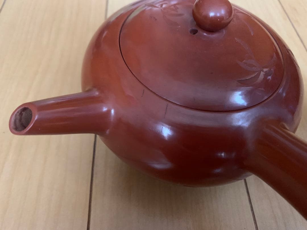 急須　朱泥　朱泥急須　和華彫り