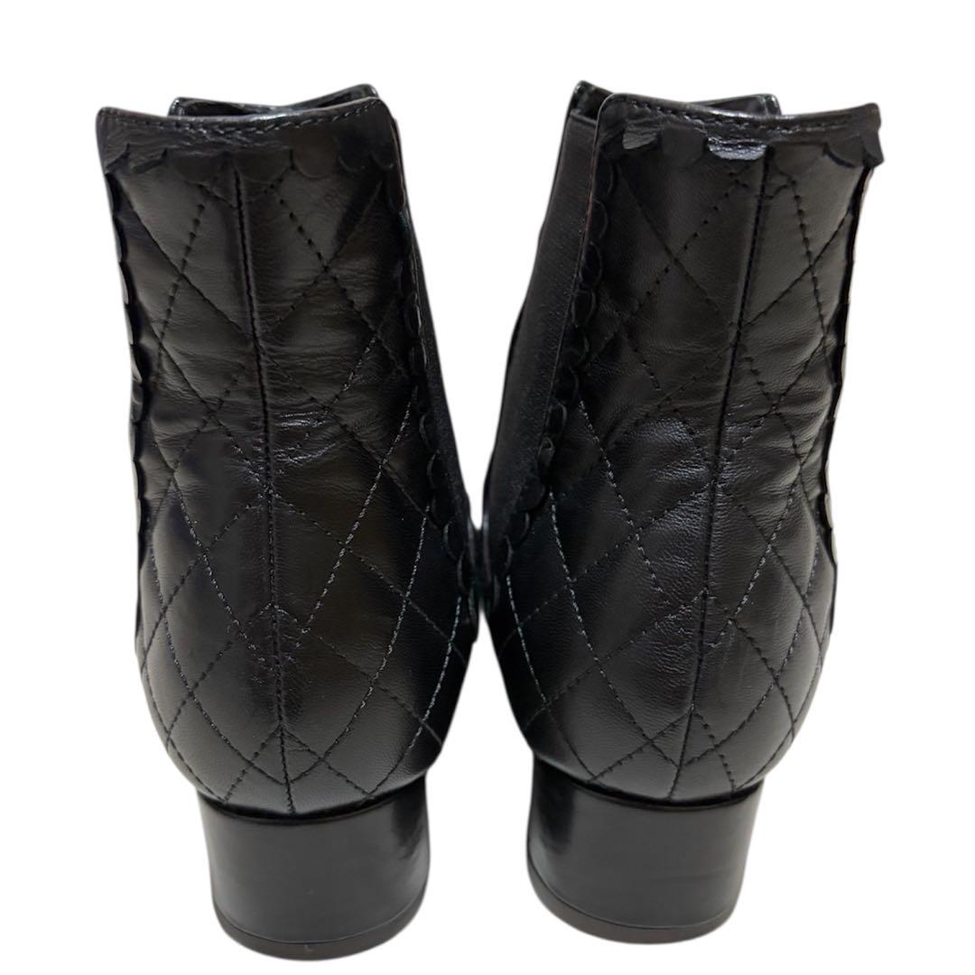 CHANEL シャネル マトラッセ サイドゴアブーツ 35C 黒 ブラック 美品