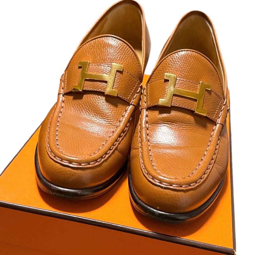 エルメス　ヒール　レザー ローファー 箱付き　36.5