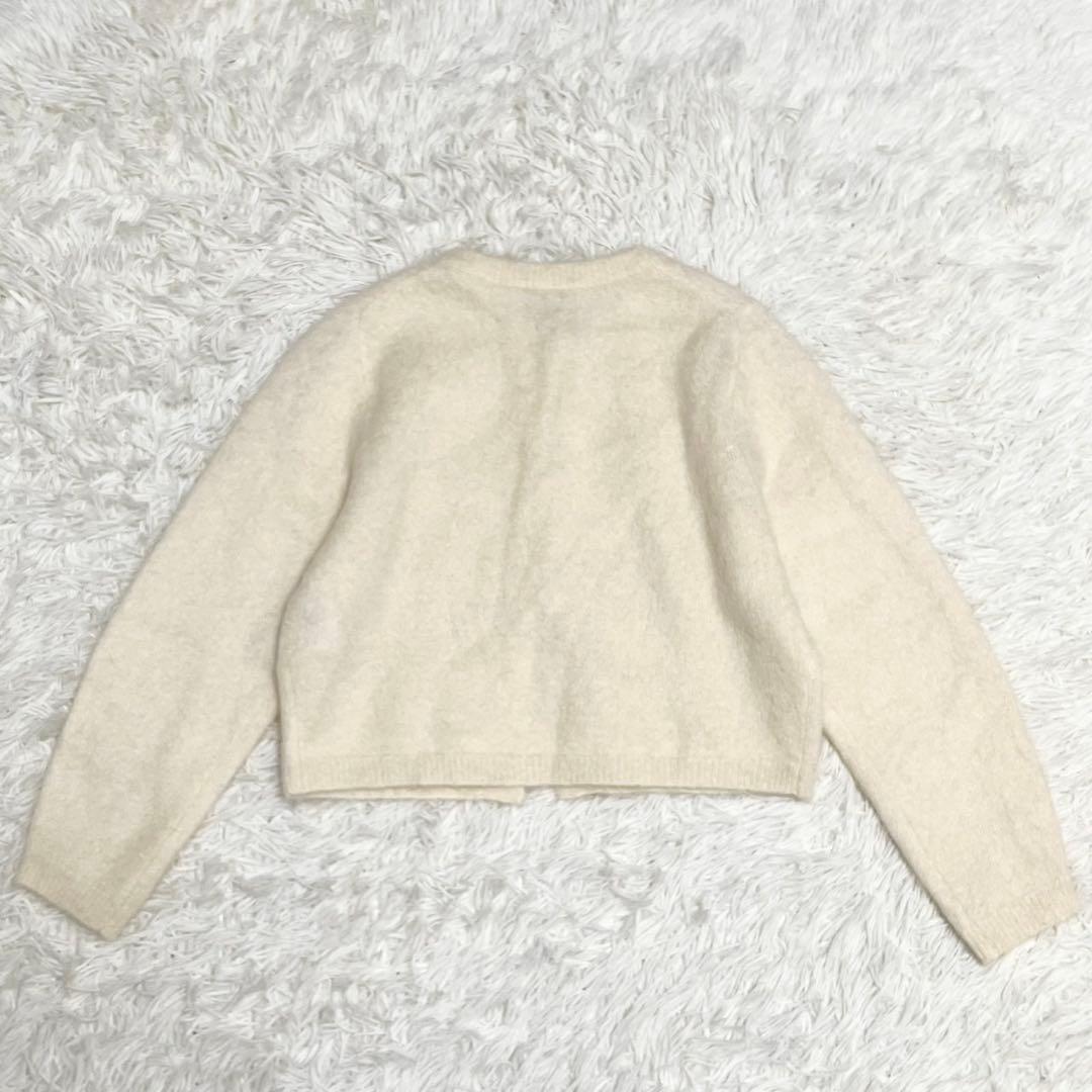 ルルウィルビー モヘア ショート丈 カーディガン ビジューボタン ふわふわ