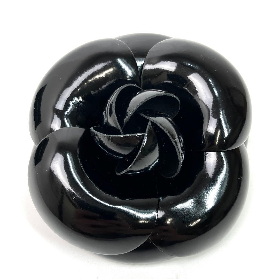 CHANEL カメリア コサージュ ブローチ シャネル エナメル ブラック 黒
