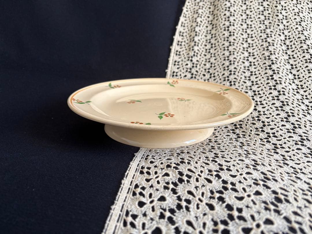 ムーランデルー窯 小花のプリント 低めコンポティエ フランス アンティーク