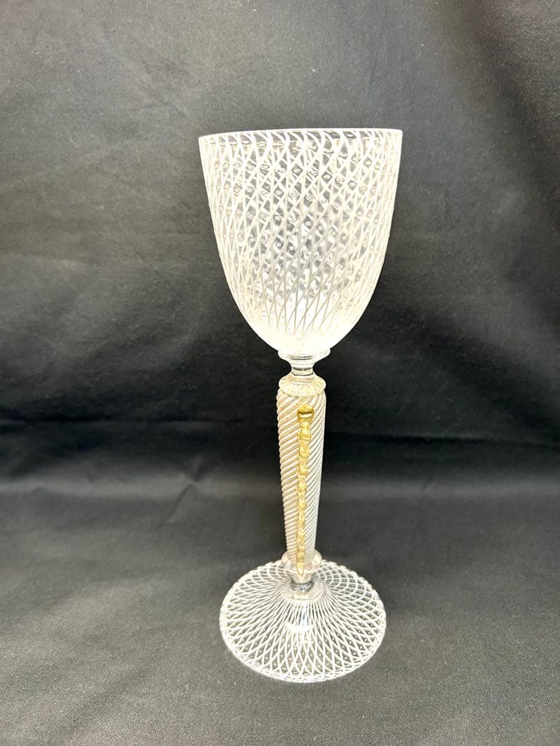 ベネチアングラス Seguso製ホワイトレース柄　ヴィンテージ品　未使用品