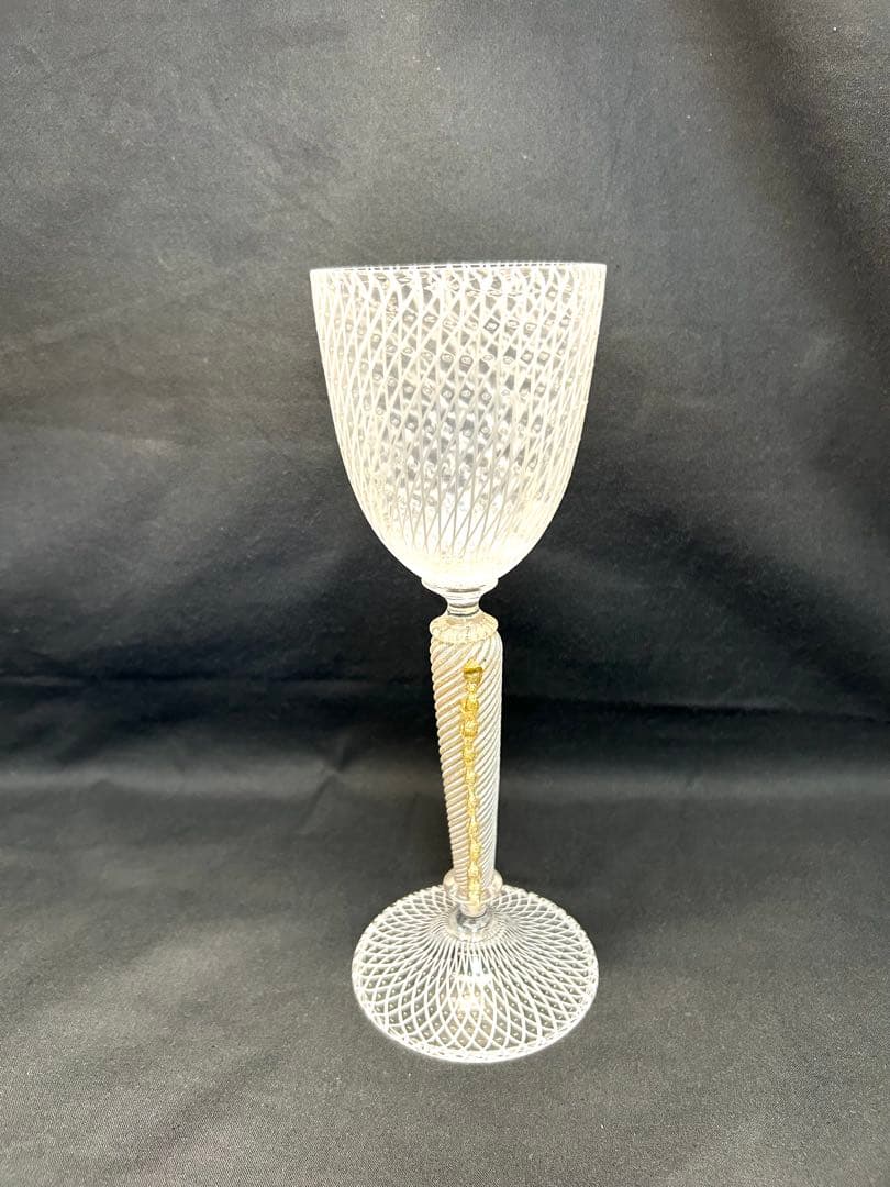 ベネチアングラス Seguso製ホワイトレース柄　ヴィンテージ品　未使用品