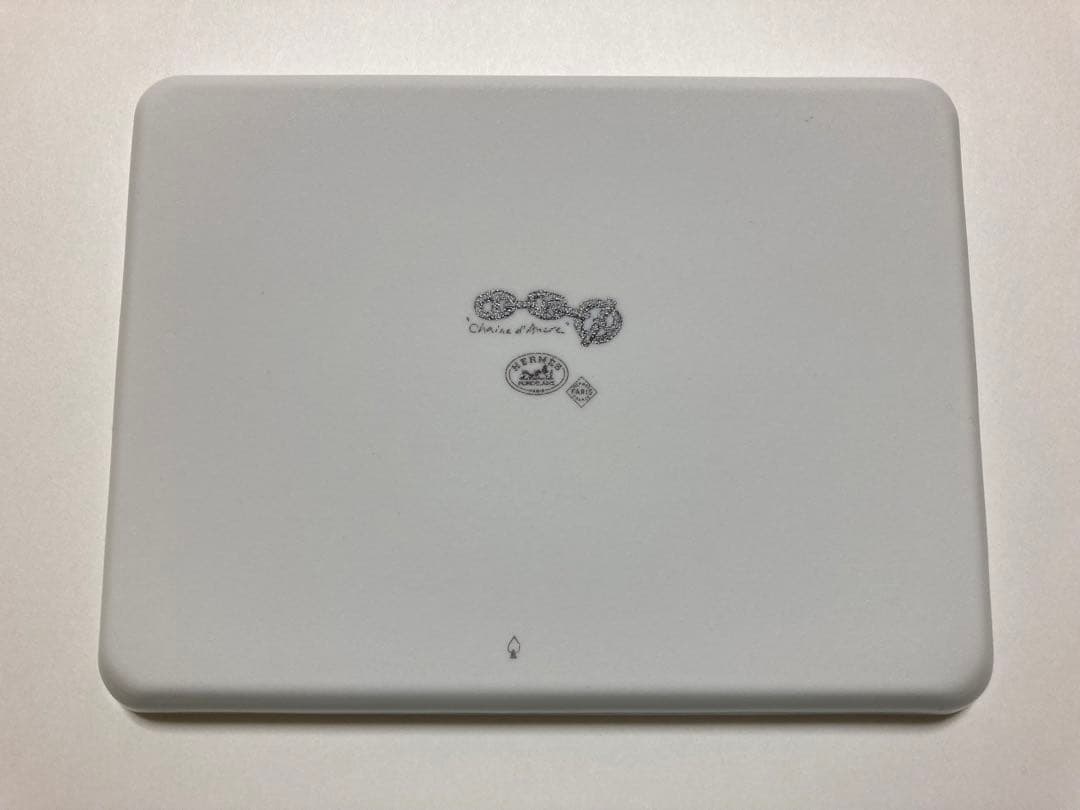 エルメスHERMESシェーヌダンクルプラチナ　長方形皿スクエアプレート陶器トレイ