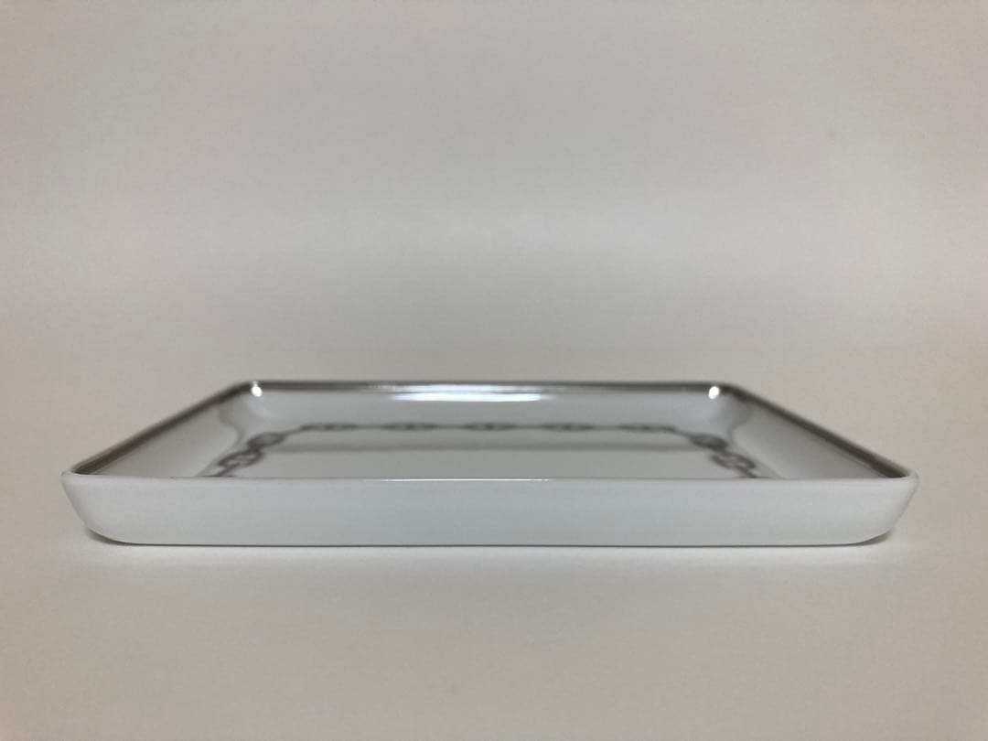 エルメスHERMESシェーヌダンクルプラチナ　長方形皿スクエアプレート陶器トレイ
