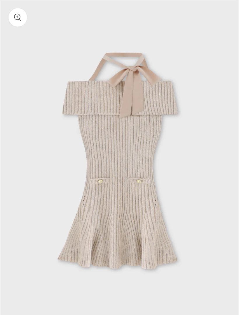 M me eme オフショルリボンラメニットワンピース（PNK）