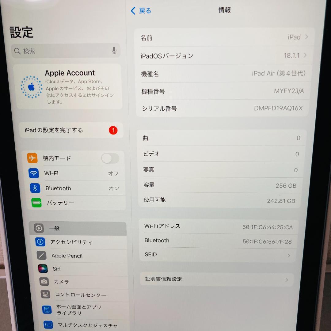 【美品・付属品完備】iPad Air 第4世代 256 Wi-Fi スカイブルー
