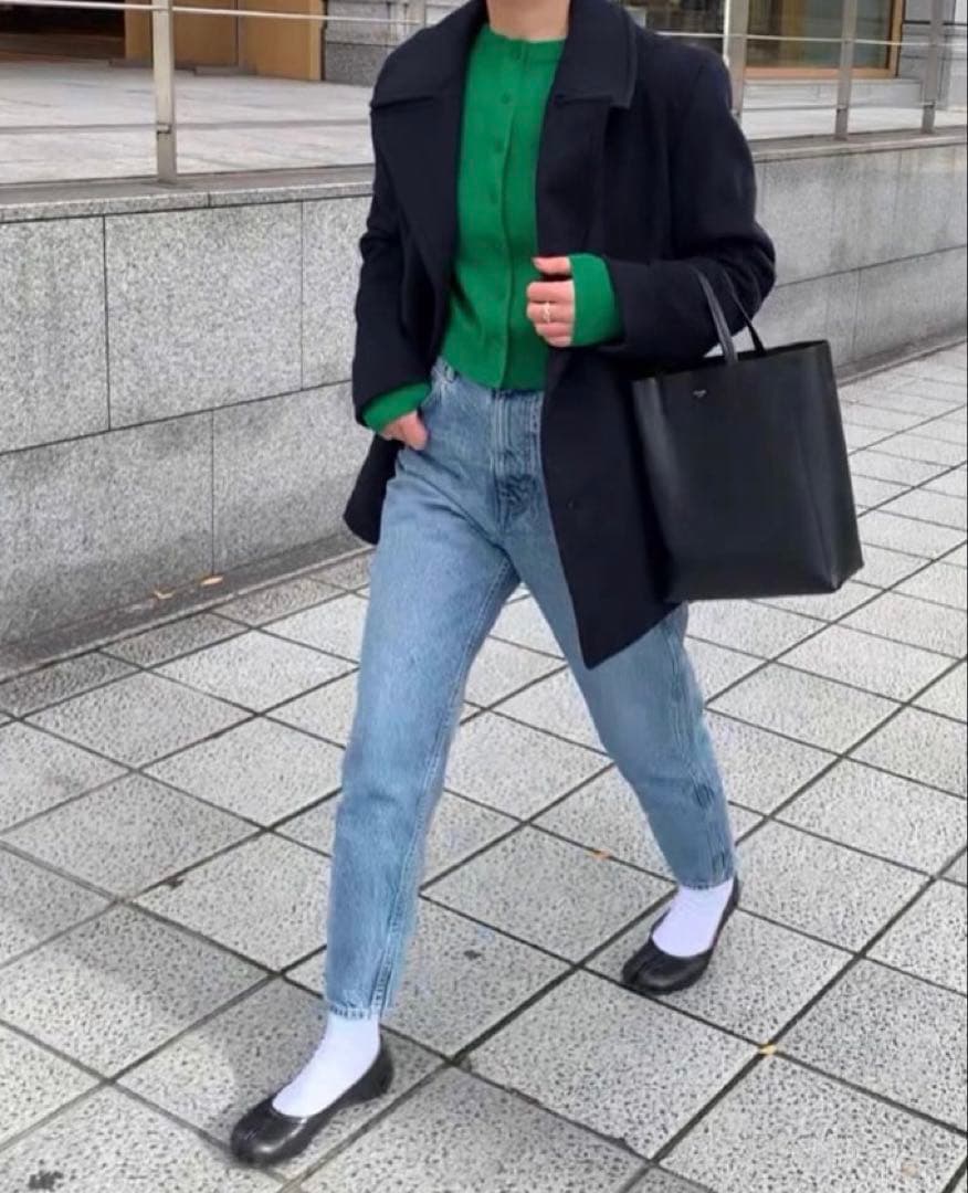 CABaN コットンカシミヤ クルーネックカーディガンＳ(9号)グリーン