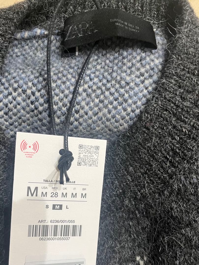 ZARA ジャカードニットボタンカーディガン M