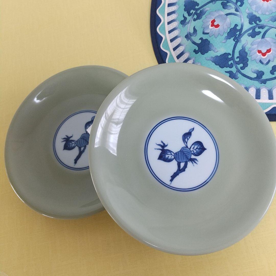 源右衛門⭐️青磁木ノ葉文の椀皿のソーサー 2枚組