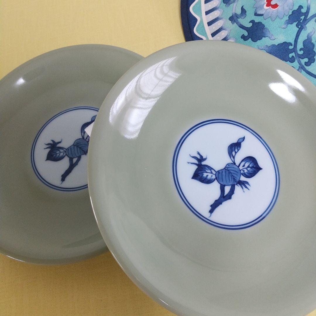 源右衛門⭐️青磁木ノ葉文の椀皿のソーサー 2枚組