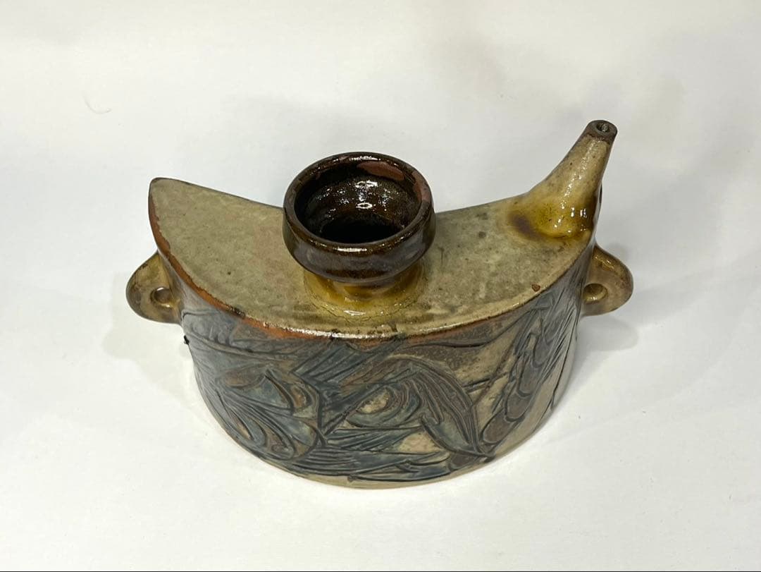 【人間国宝】金城次郎 壺屋焼 海老 魚 文 抱瓶