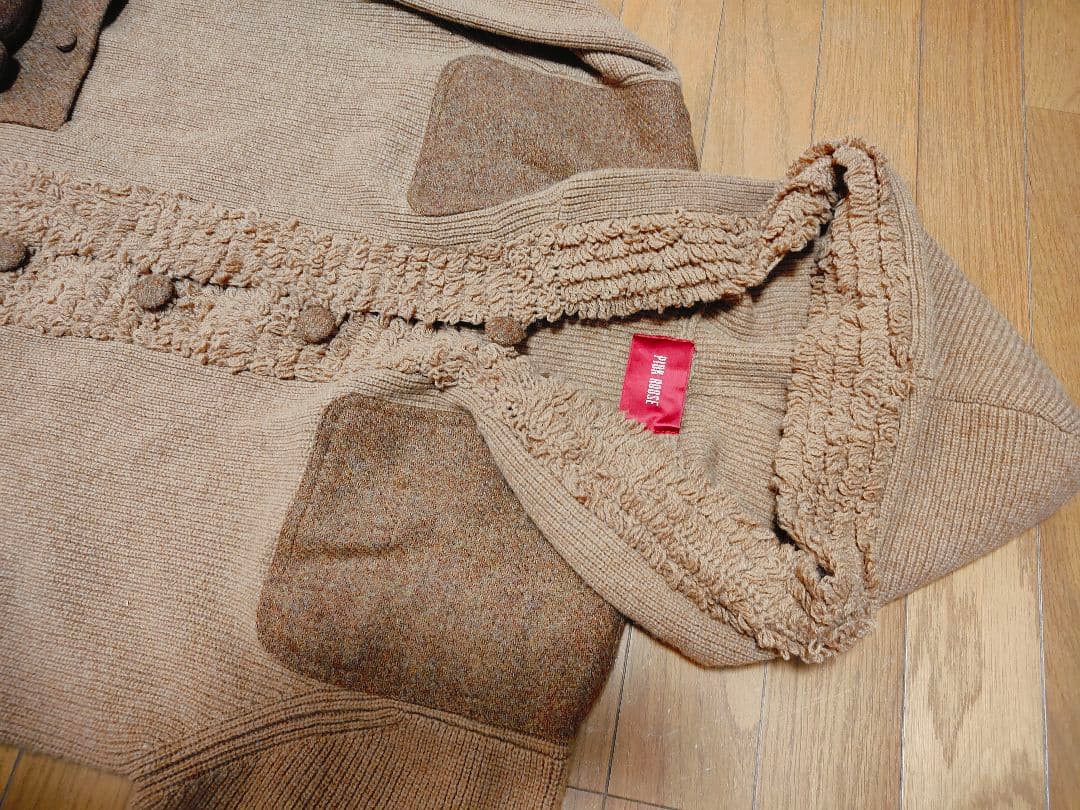 ピンクハウスのくまちゃんモチーフ付きロングカーディガン茶