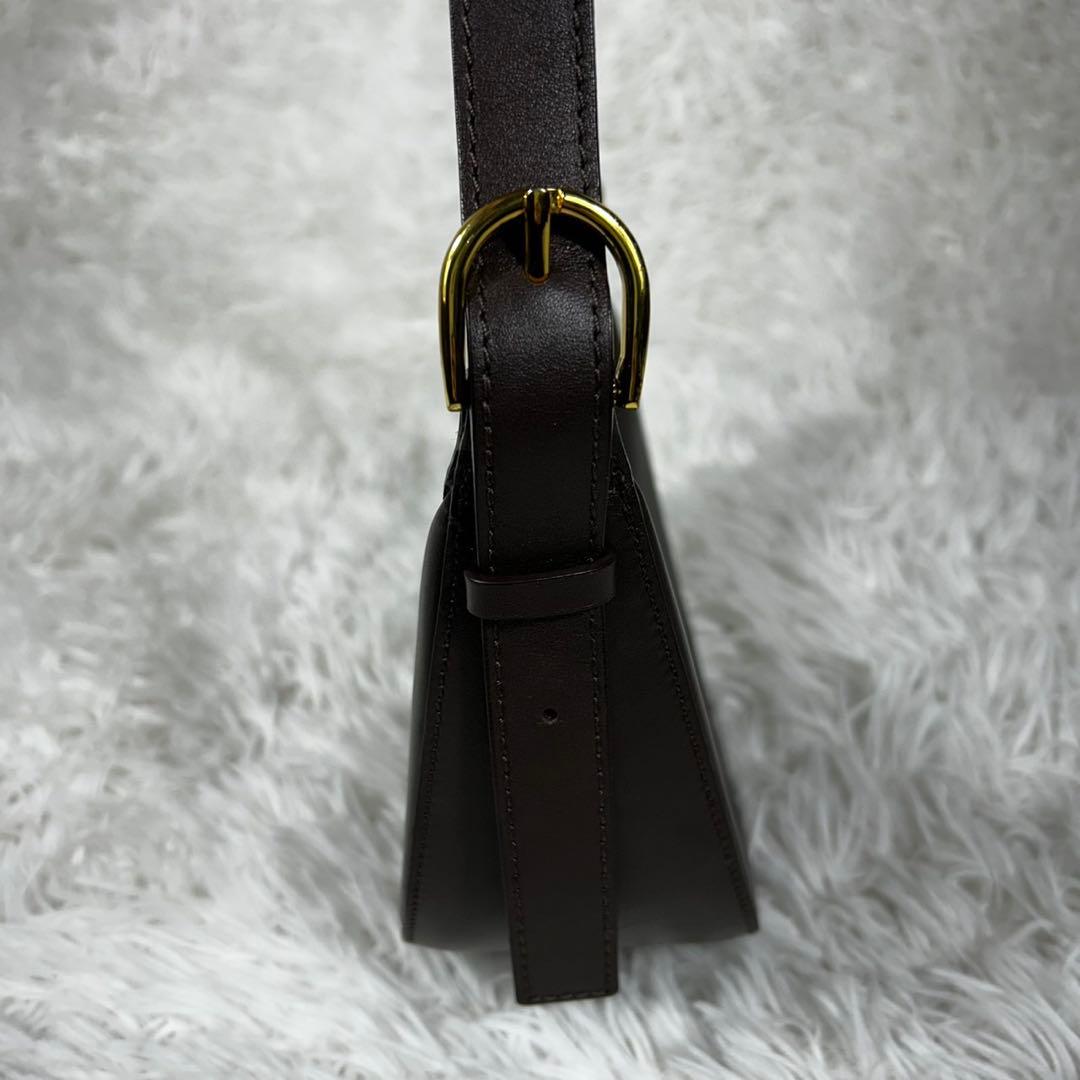 極美品✨クリスチャンヴィラ　ラウンドショルダーバッグ ハーフムーン ブラウン