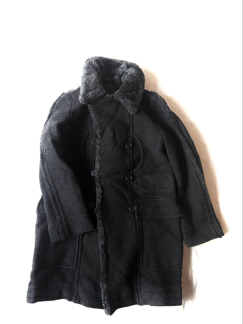 03AW ZUCCA ファー付きPコート ダブル ジャケット