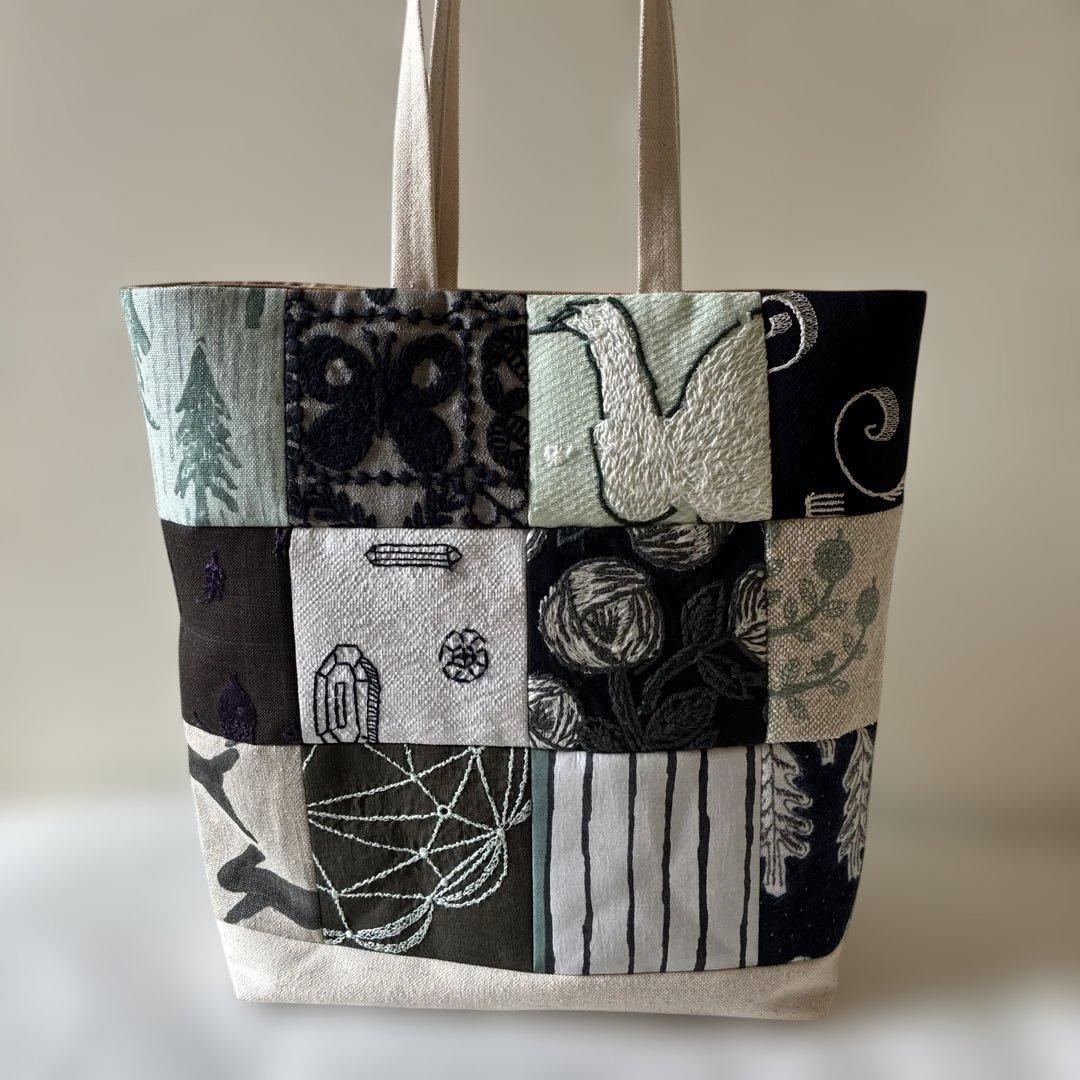 ミナペルホネン 生地使用　パッチワークお散歩トートバッグ