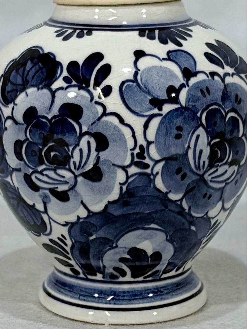 オランダ　デルフト焼　染付写　茶入　美品　茶道具　送料込