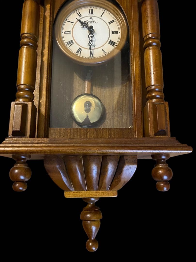 キャメロット　CAMELOT　ローマン文字　カービング　振り子　時計　壁掛け