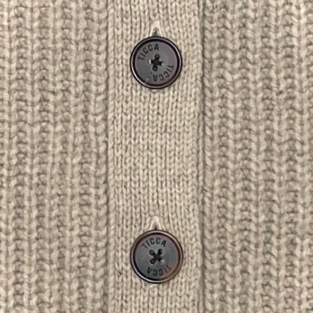 美品 TICCA ティッカ Vネックカーディガン ウールシルク 日本製 モカ